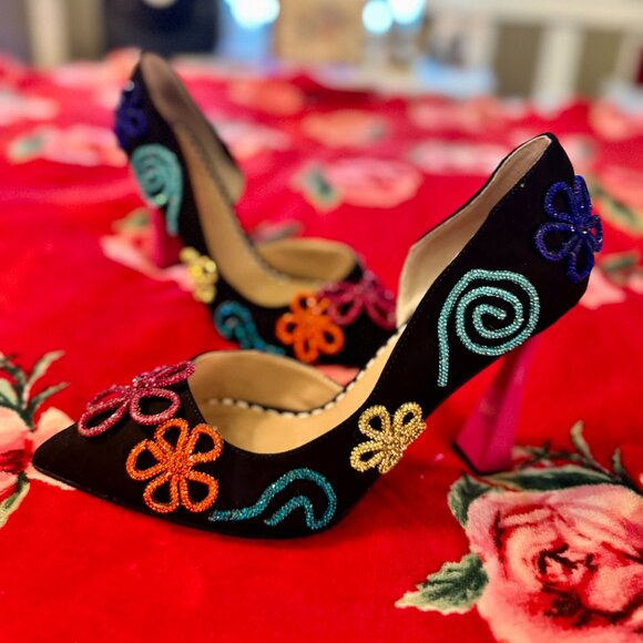 Betsey Johnson Women’s Kimara Rhinestone Doodle Embellished Pumps Size 11 Black - Picture 7 of 16